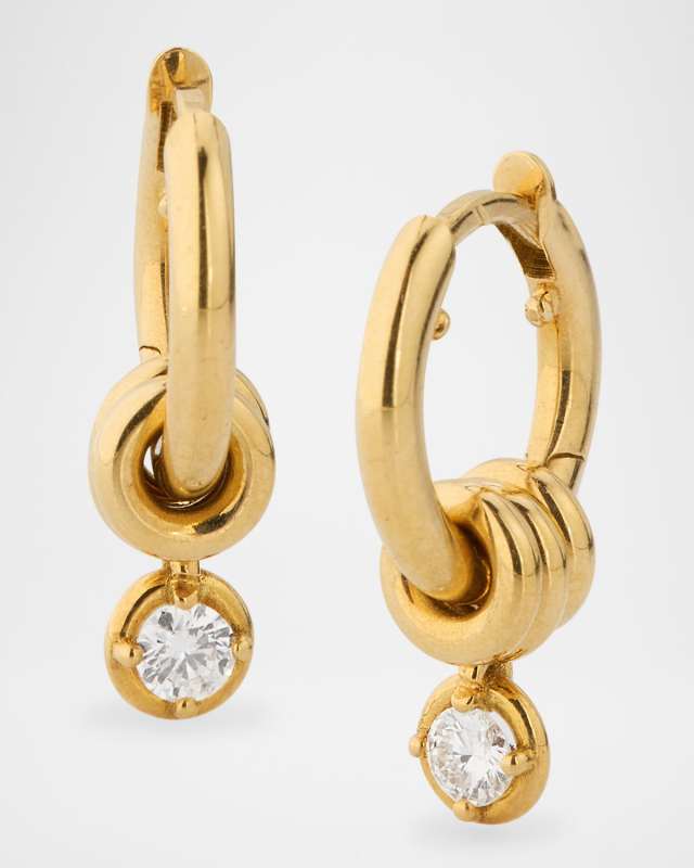 Zahra 18K Yellow Gold Hoop Earrings with White Diamonds